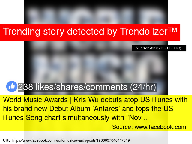 World Music Awards Kris Wu Debuts Atop Us Itunes With His Brand World Music Awards Kris Wu Debuts Atop Us Itunes With His Brand New Debut Al 039 Antares And Tops The Song Chart Simultaneously